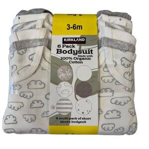 New Kirkland 3-6 Months 6 Pack Bodysuit Organic Cotton Short Sleeve